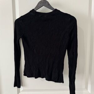 Black Ribbed Long Sleeve Top